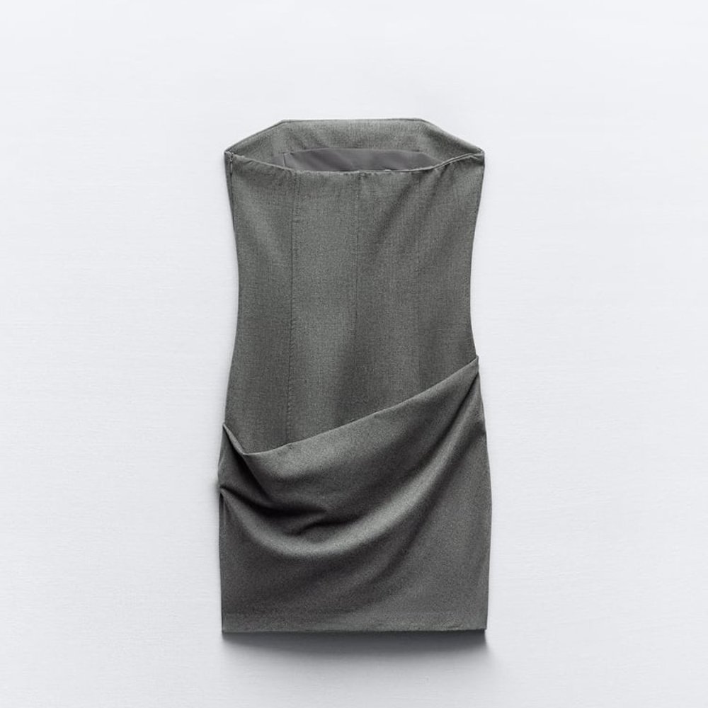 NWT GRAY STRAPLESS DRESS - Picture 6 of 9